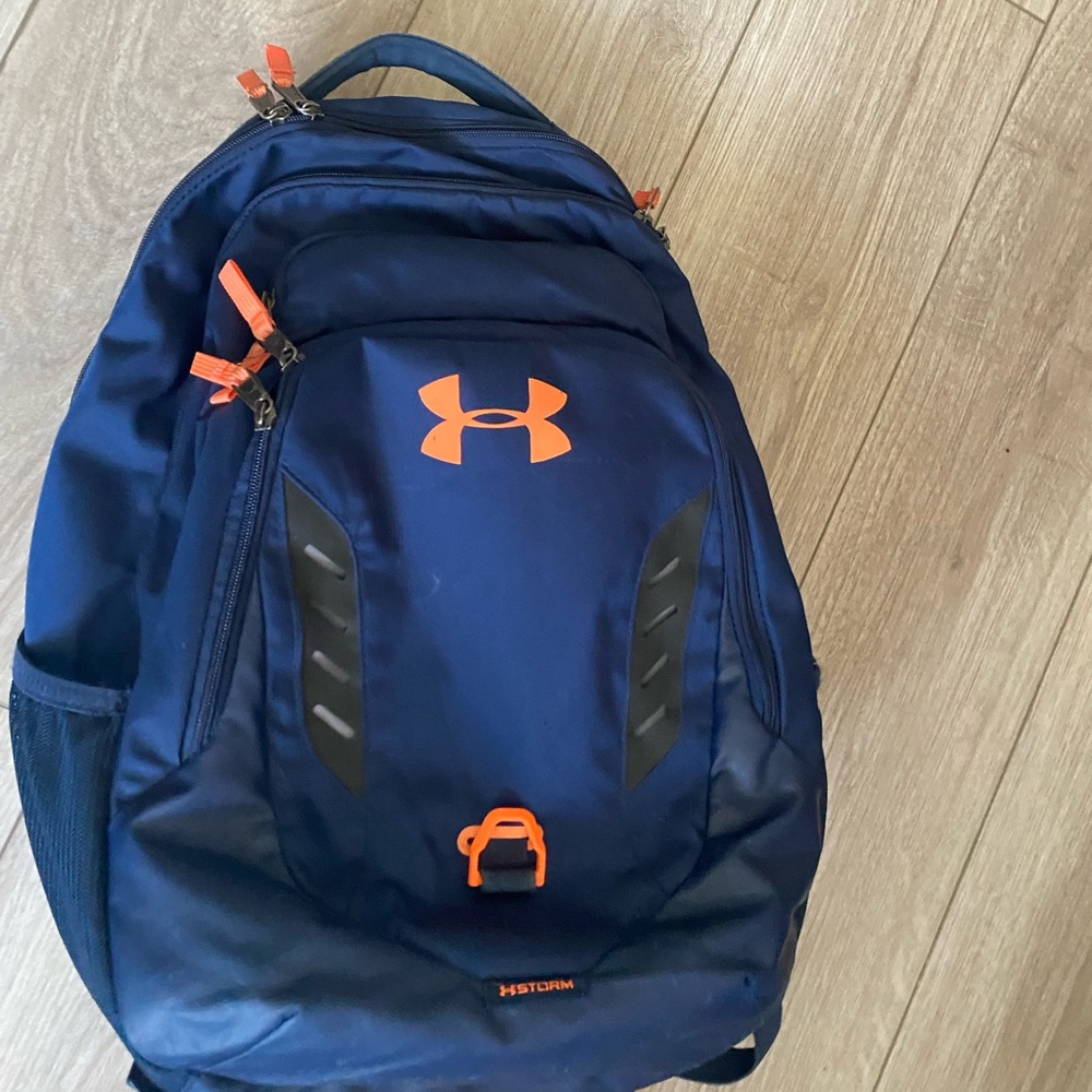 Navy and Orange Under Armour Storm backpack